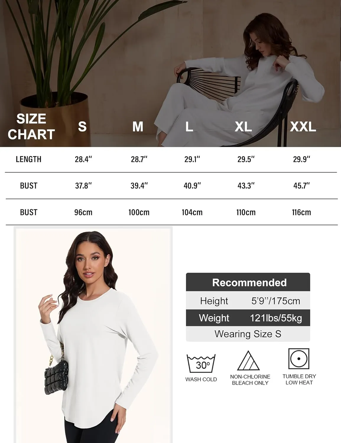 1/4 Pack Womens Long Sleeve Tunic Tops for Leggings Loose Fit Tee Shirts Crew Neck Plus Size T Shirts Blouses Tops