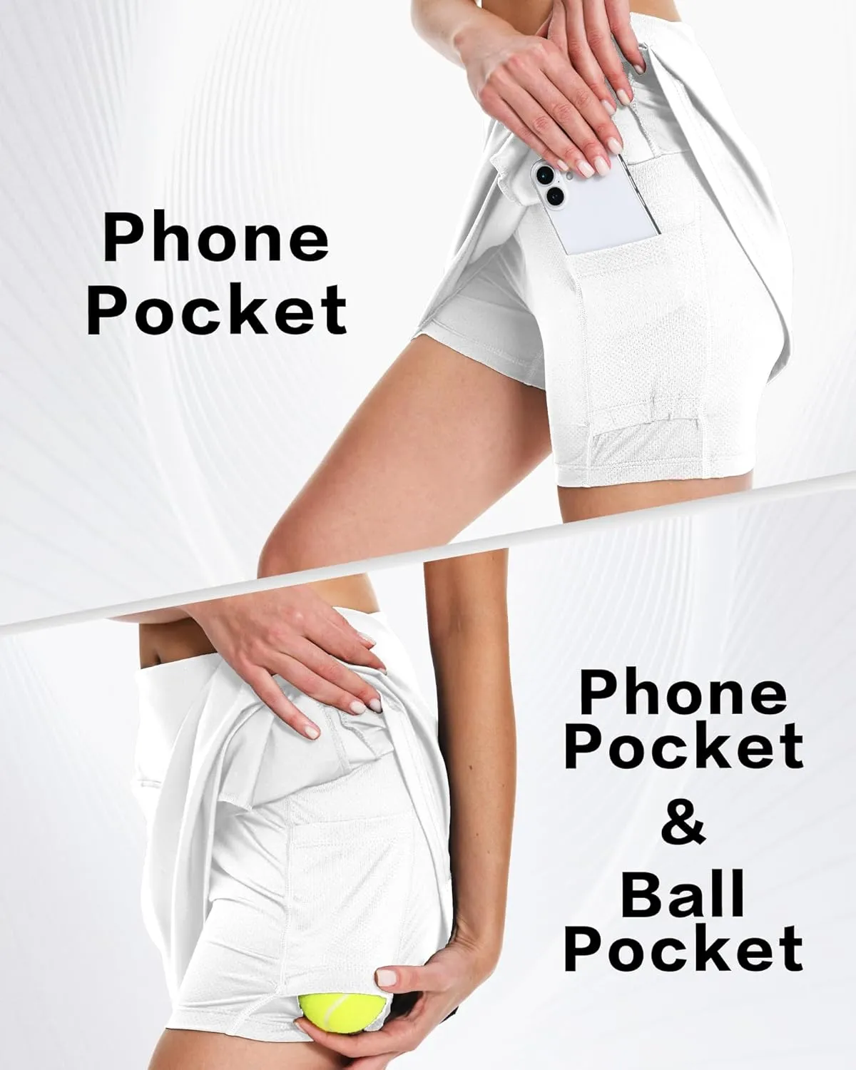 16" Golf Skorts Skirts for Women with Zipper Pockets Women's High Waisted Tennis Skirt Athletic Skort