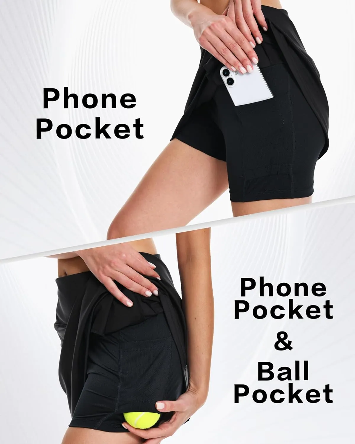 16" Golf Skorts Skirts for Women with Zipper Pockets Women's High Waisted Tennis Skirt Athletic Skort
