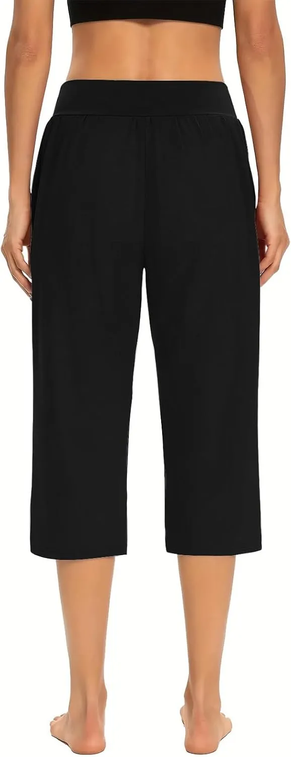 2024 Capris Pants for Women Summer Casual High Wasit Capri Yoga Pants Comfy Stretchy Cropped Lounge Pants with Pocket