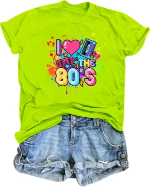 80s Shirts for Women I Love The 80s T Shirts 80's Themed Disco Music Top 1980s Party Graphic Tee Casual Outfit