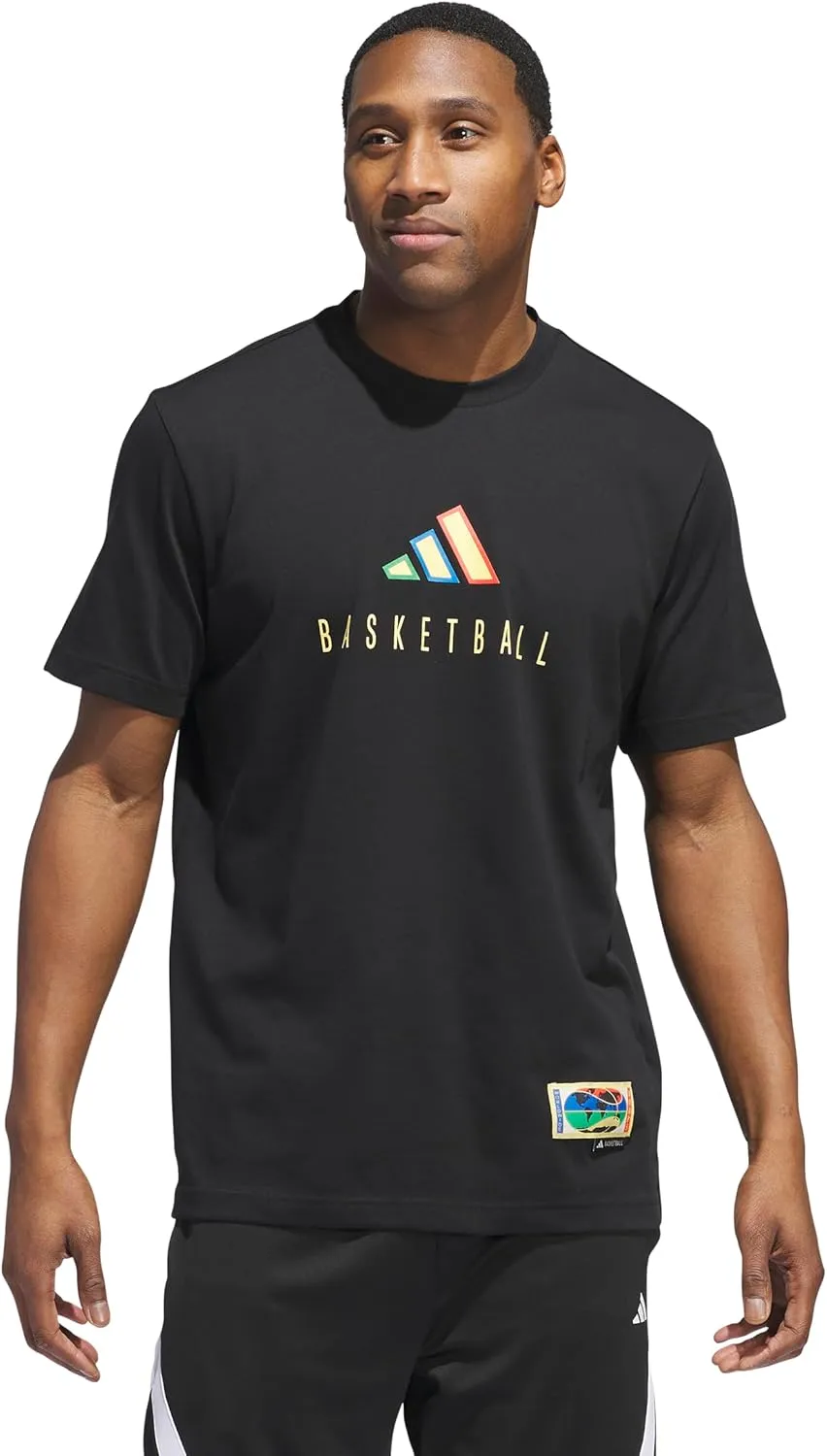 adidas Men's Tall Size Worldwide Hoops Logo Graphic Basketball T-Shirt