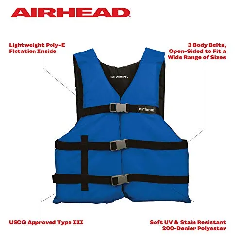 Airhead Adult General Purpose Life Jacket-4 Pack, Blue (10002-25-A-BL)