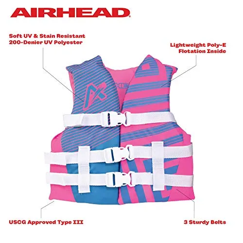 Airhead Youth Trend Life Vest, Hot Pink/Sky Blue