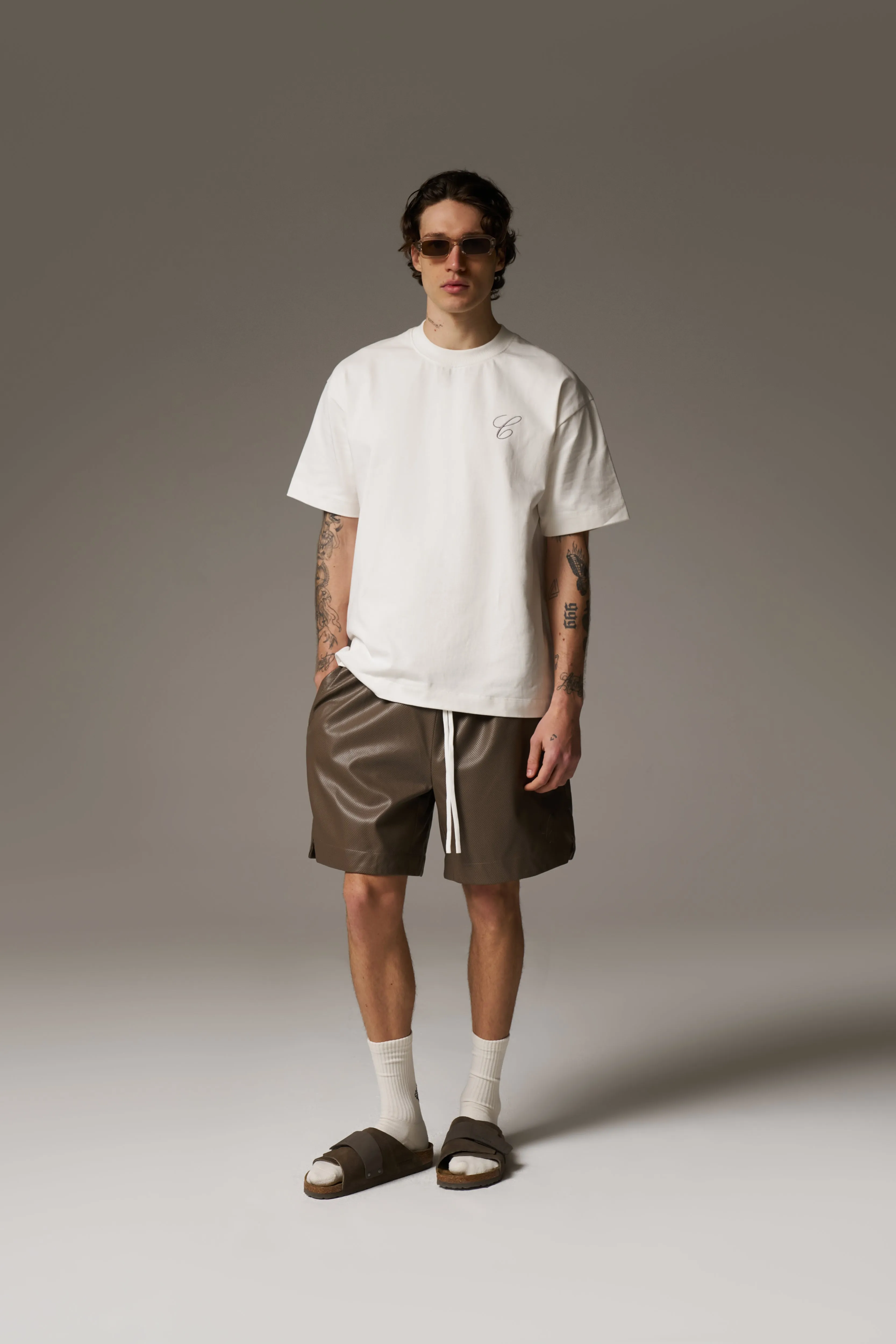 AIRTEX FAUX LEATHER SHORTS - BROWN