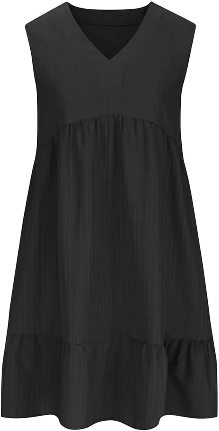 Beach Dresses for Women 2025 Summer V Neck Sleeveless Sundress Flowy Vacation Hawaiian Dresses Cute Cover Ups