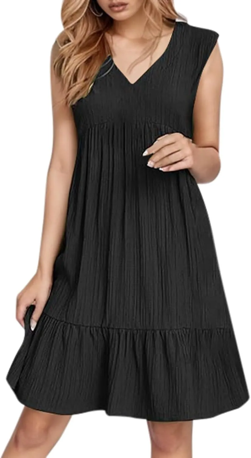 Beach Dresses for Women 2025 Summer V Neck Sleeveless Sundress Flowy Vacation Hawaiian Dresses Cute Cover Ups