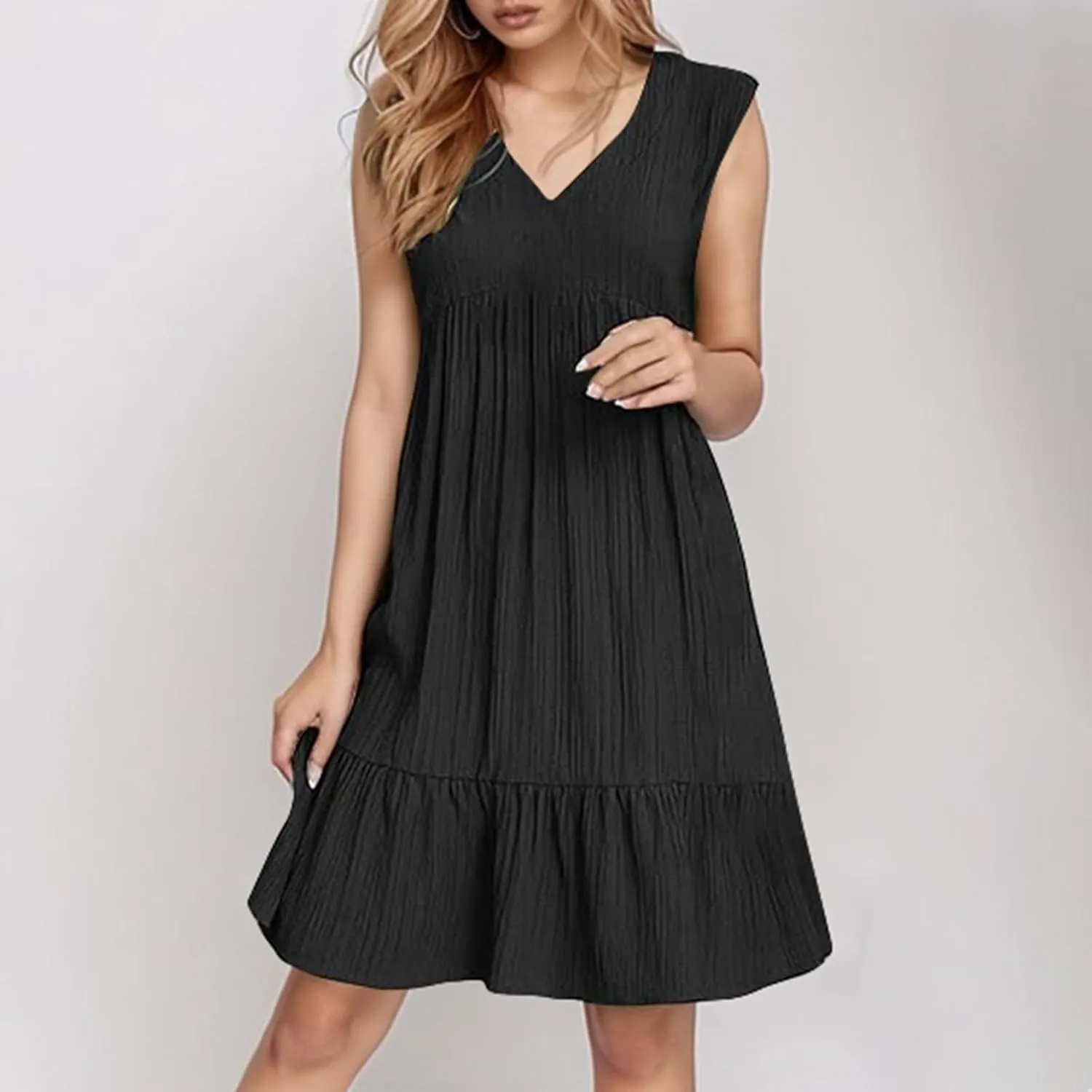 Beach Dresses for Women 2025 Summer V Neck Sleeveless Sundress Flowy Vacation Hawaiian Dresses Cute Cover Ups