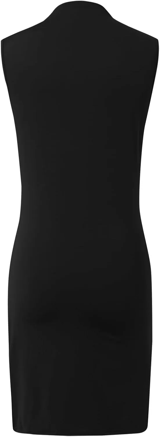 Boho Dresses for Women,2025 Trendy Casual Mock Neck Dresses Sling Ruched Bodycon Mini Dress Cocktail Party Sundress