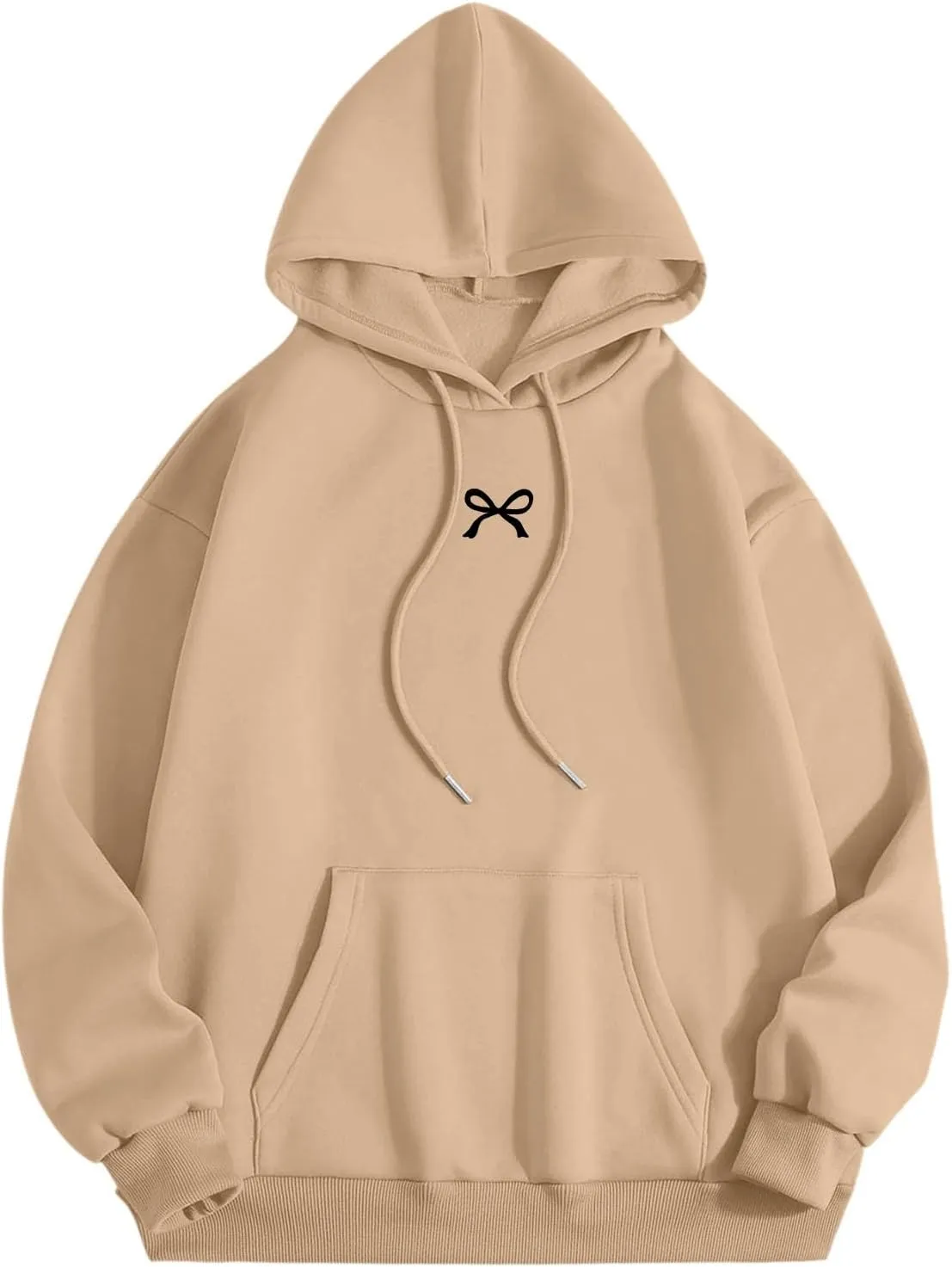 Bow Oversized Sweatshirt for Women Winter Fall Basic Hoodies Fashion Trendy Long Sleeve Sweaters Outfits