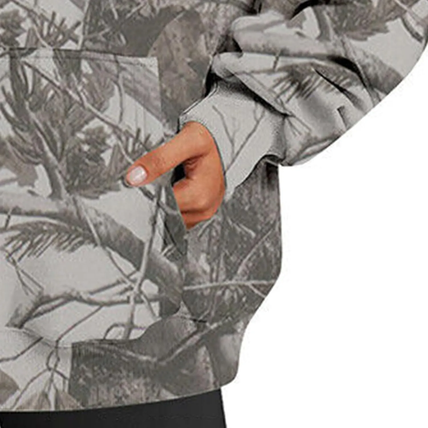 Camo Hoodie for Women Fleece Oversized Maple-Leaf Long Sleeve Sweatshirt Fall Pullover Hoodies with Kangaroo Pocket