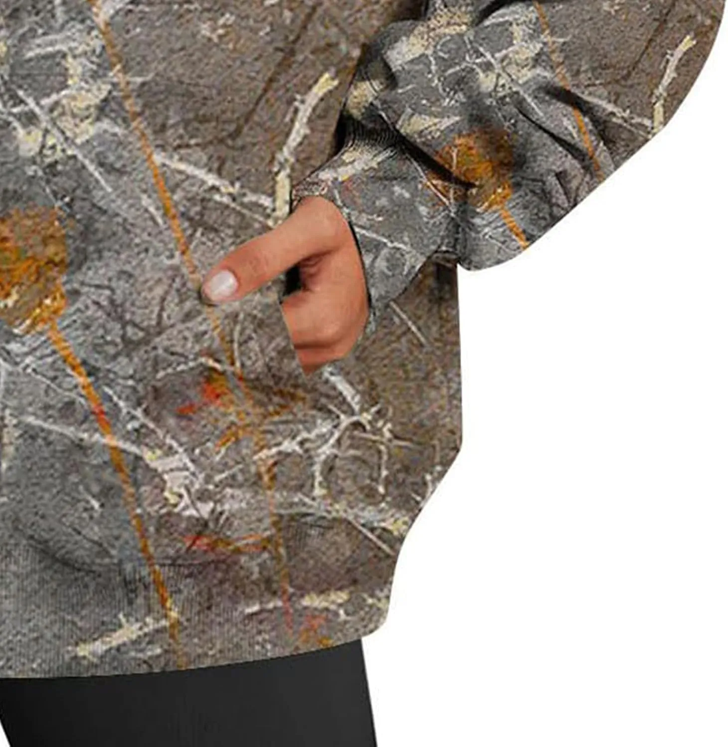 Camo Hoodie for Women Fleece Oversized Maple-Leaf Long Sleeve Sweatshirt Fall Pullover Hoodies with Kangaroo Pocket
