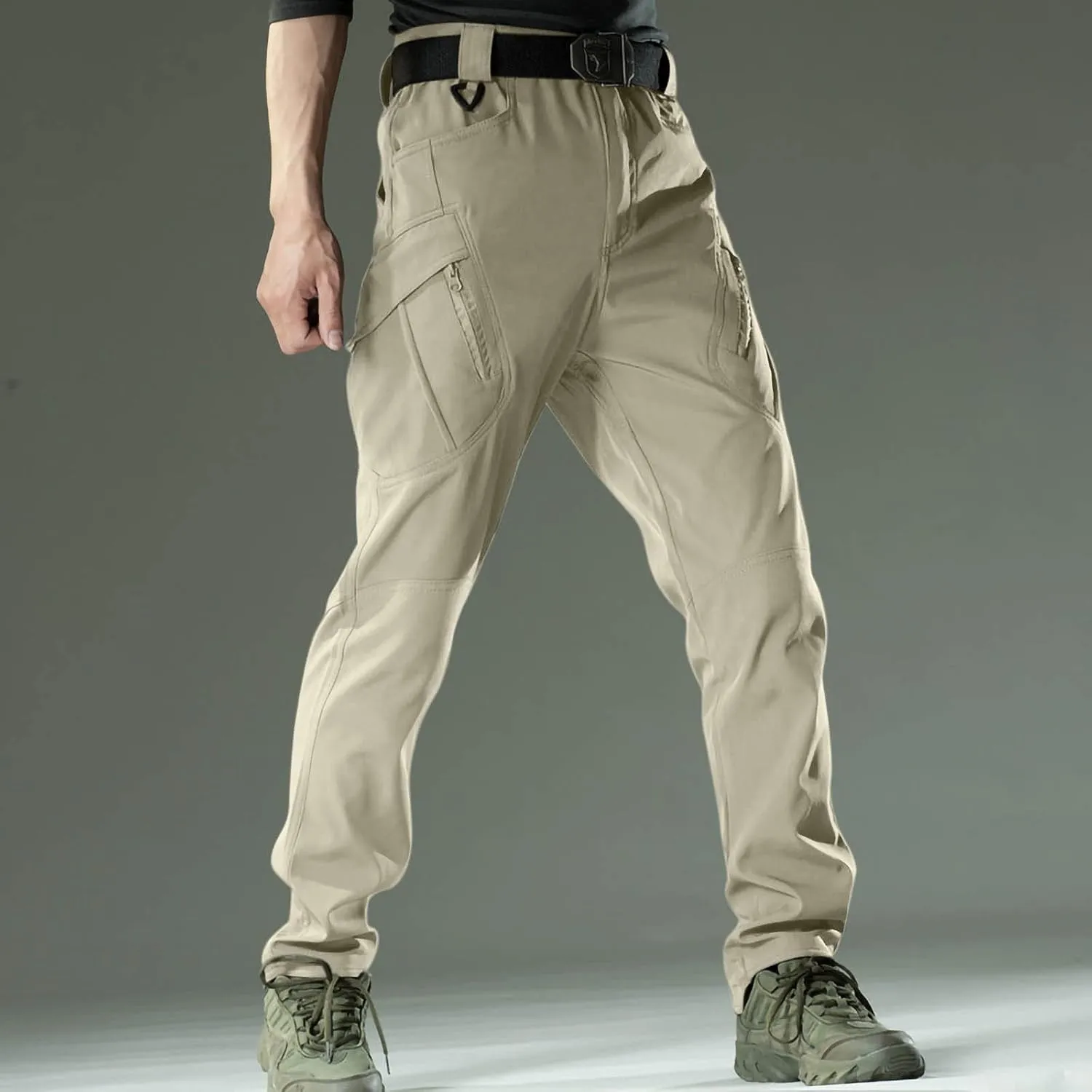 Chino Pants for Men Winter Warm Hiking Training Cargo Pants Fleece Thicken Sweatpant Slim Fit Running Tapered Pants