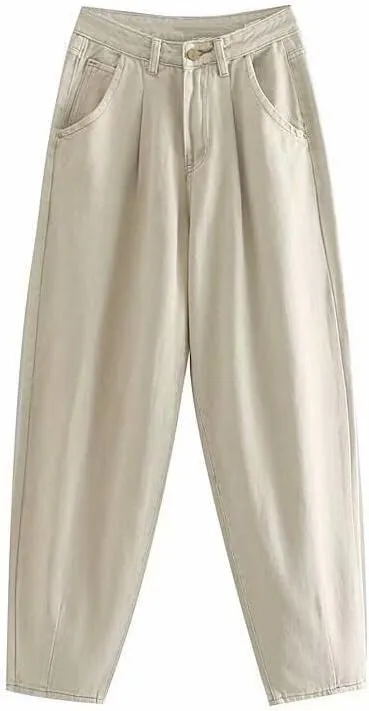 CHONG FENG XIA Autumn Winter Cargo Pants High Waist Harem Loose Trousers Ladie Casual Jeans