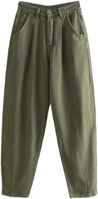 CHONG FENG XIA Autumn Winter Cargo Pants High Waist Harem Loose Trousers Ladie Casual Jeans