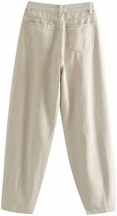 CHONG FENG XIA Autumn Winter Cargo Pants High Waist Harem Loose Trousers Ladie Casual Jeans