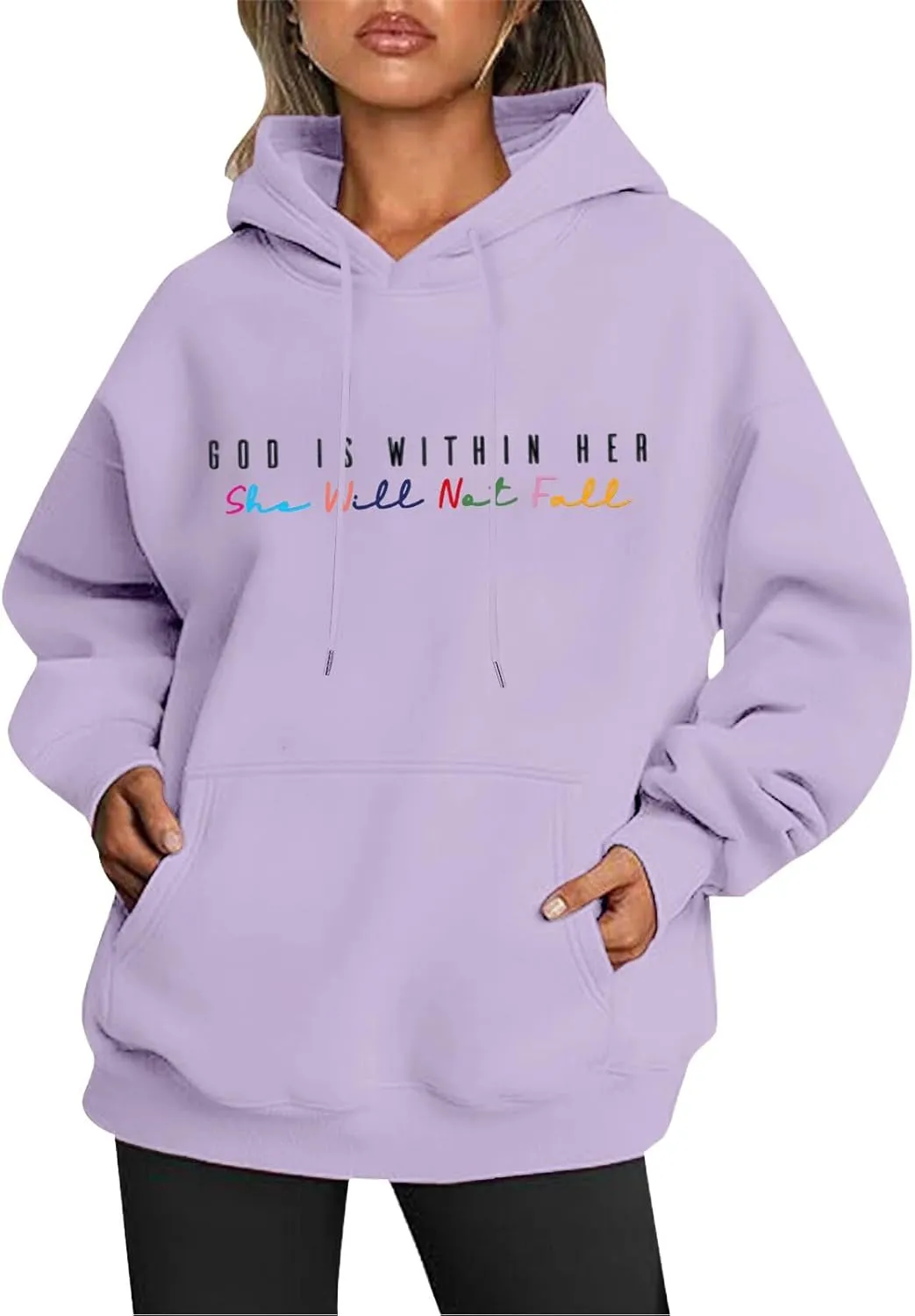 Christian Hoodies Women God Is Within Her She Will Not Fall Bible Verse Pullover Y2k Crewneck Sweatshirts Women