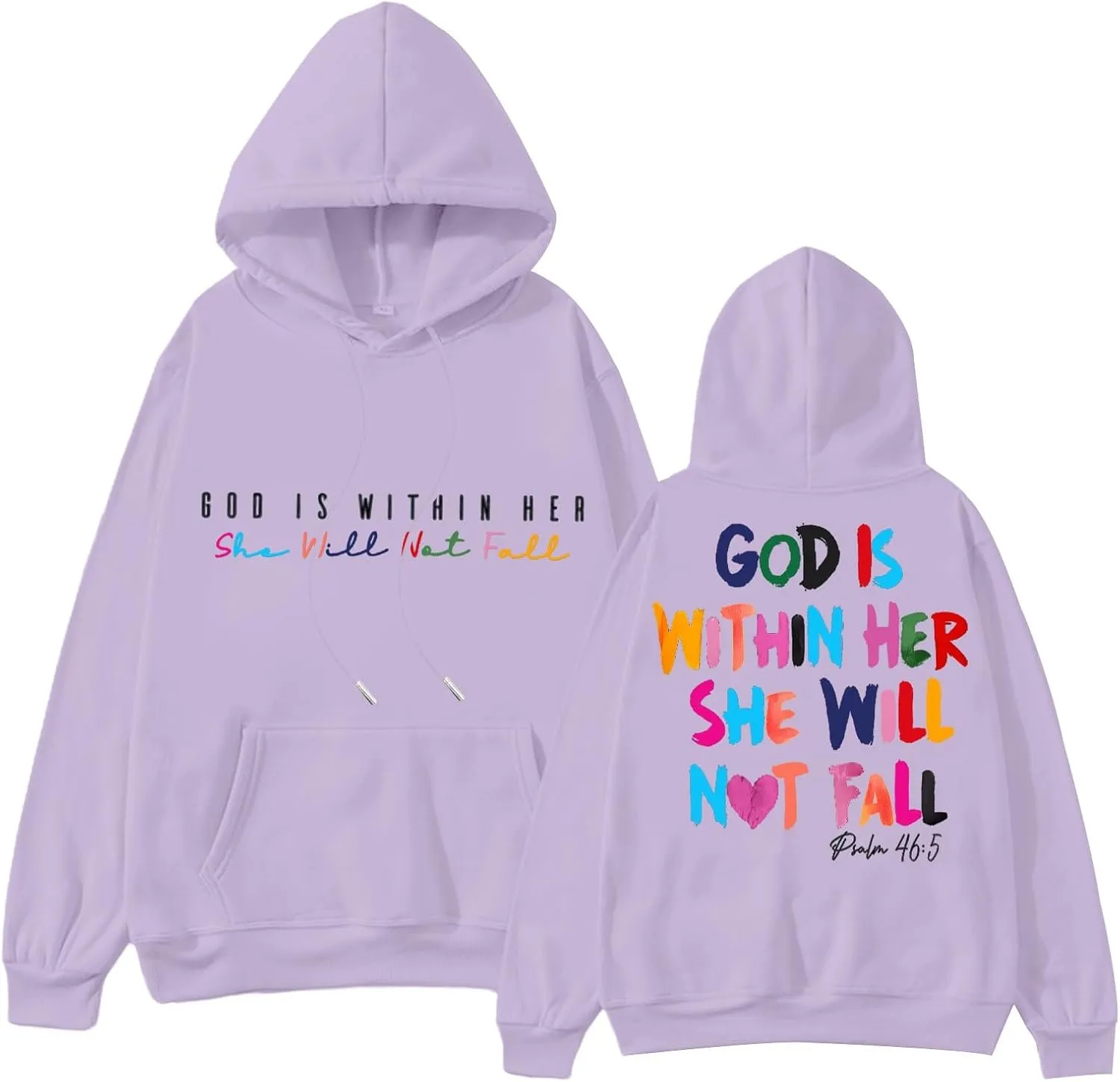 Christian Hoodies Women God Is Within Her She Will Not Fall Bible Verse Pullover Y2k Crewneck Sweatshirts Women