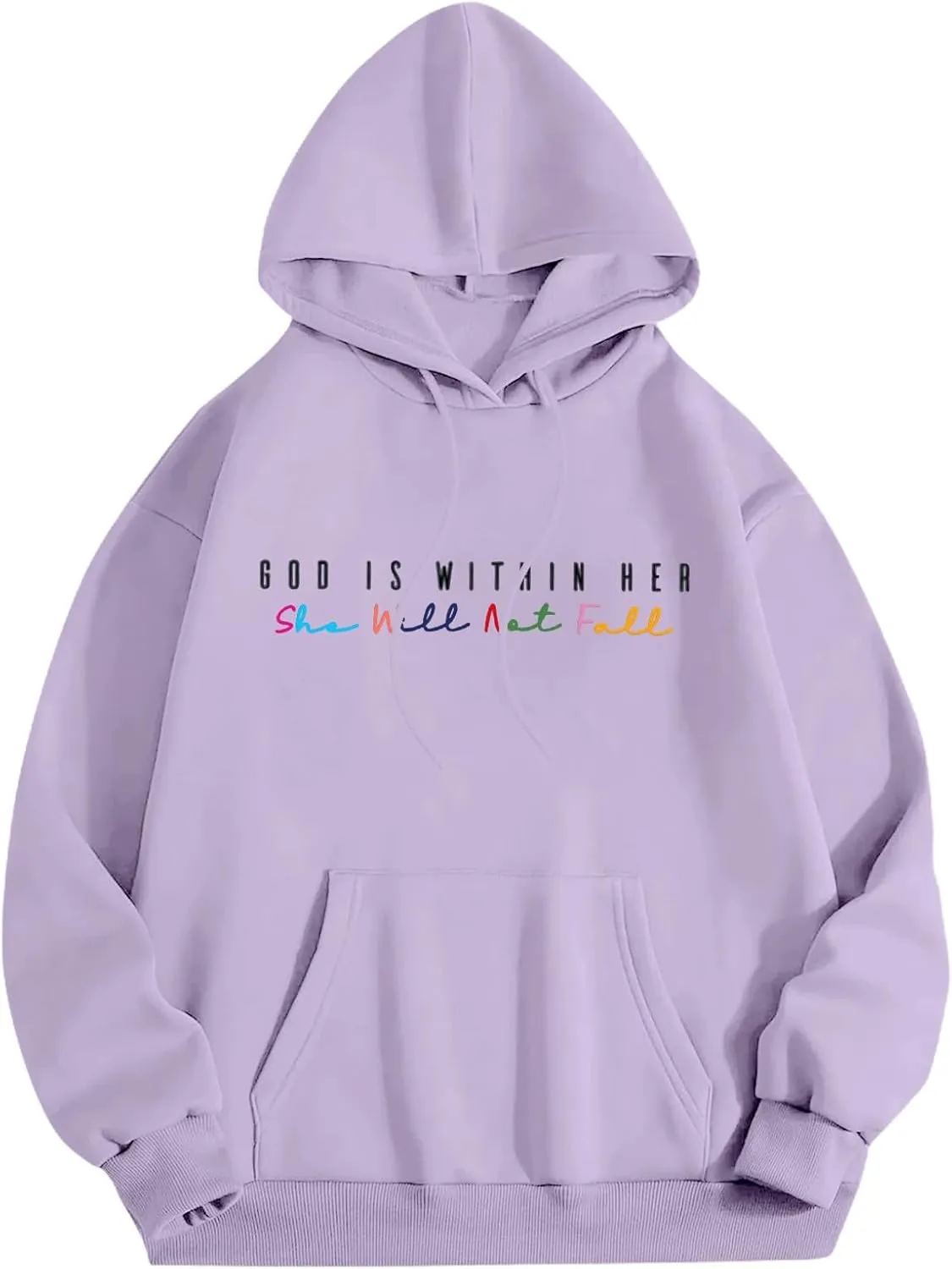 Christian Hoodies Women God Is Within Her She Will Not Fall Bible Verse Pullover Y2k Crewneck Sweatshirts Women