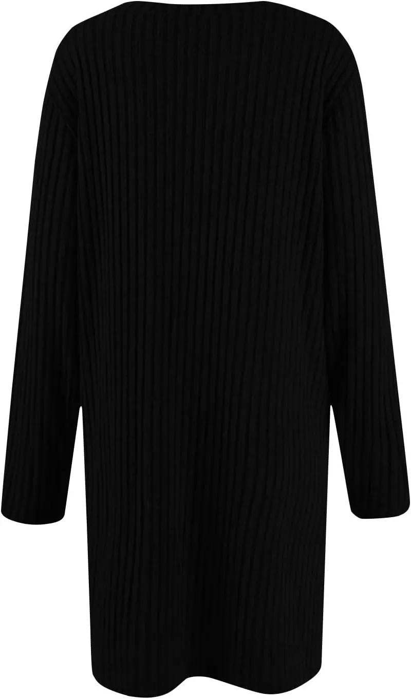 COTECRAM Fall Dresses for Women 2024 Trendy Buttons Side Long Sleeve Dress Casual Winter Tunic Sweater Dresses with Pockets