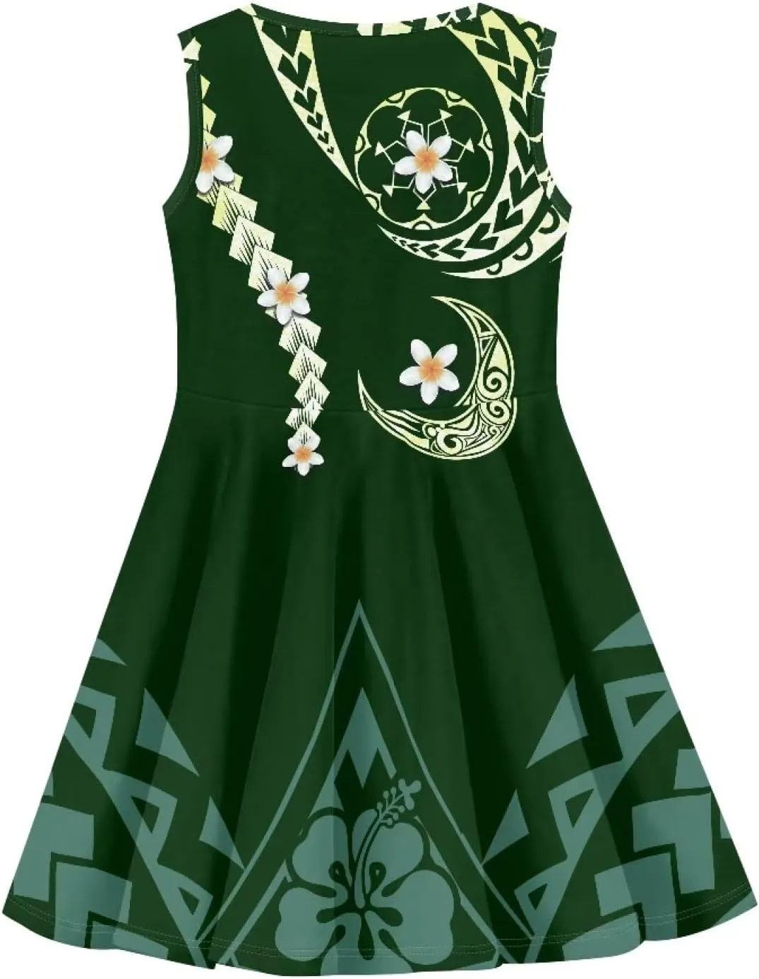 Crew Neck Casual Dress Polynesian Tribal Tapa Totem Girls Dress Boho Beach Casual Midi Dresses Party Dress