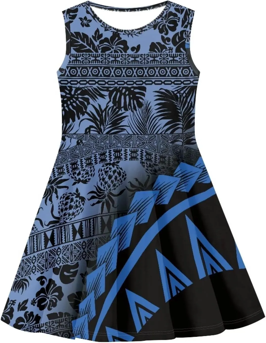 Crew Neck Casual Dress Polynesian Tribal Tapa Totem Girls Dress Boho Beach Casual Midi Dresses Party Dress