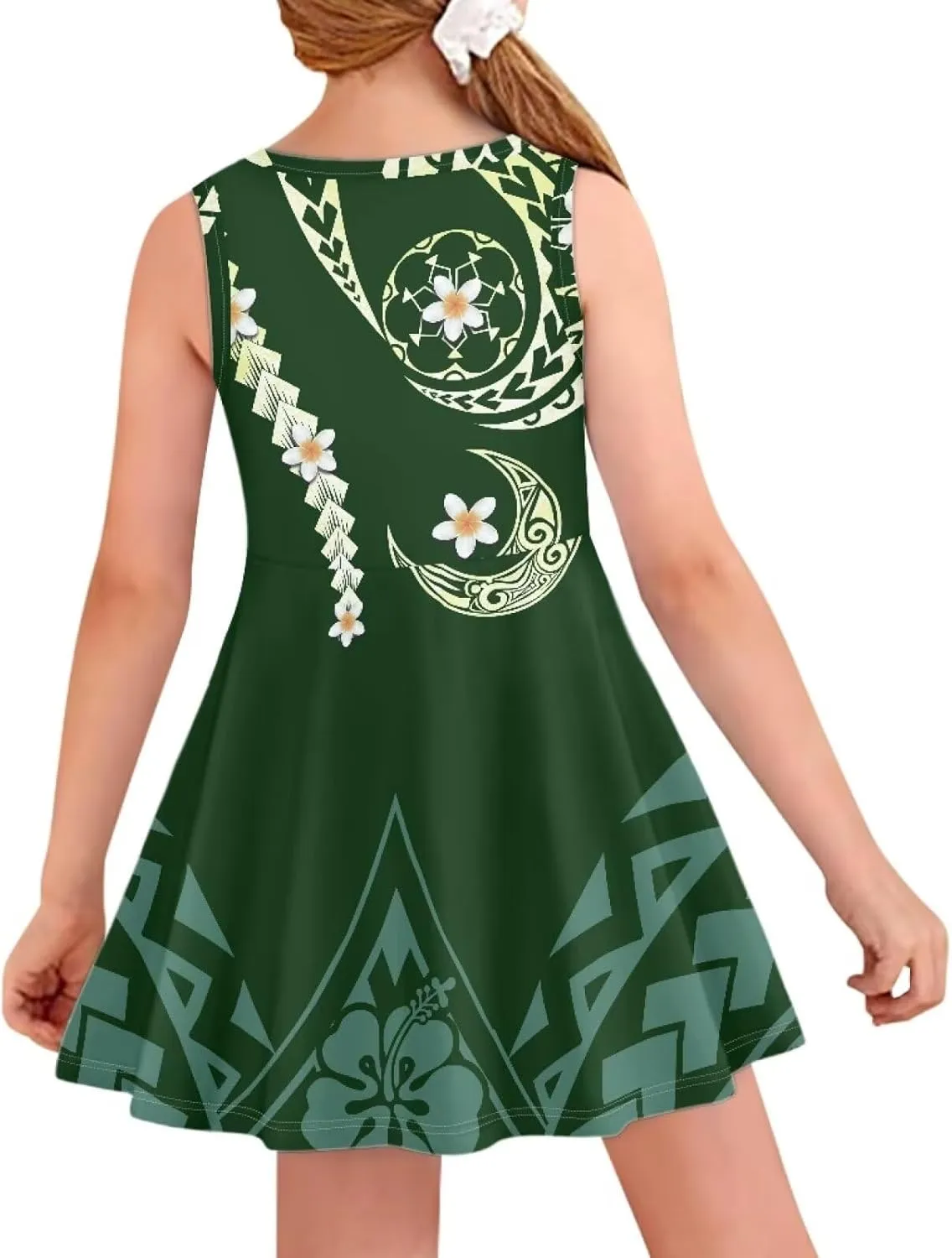 Crew Neck Casual Dress Polynesian Tribal Tapa Totem Girls Dress Boho Beach Casual Midi Dresses Party Dress