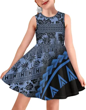 Crew Neck Casual Dress Polynesian Tribal Tapa Totem Girls Dress Boho Beach Casual Midi Dresses Party Dress