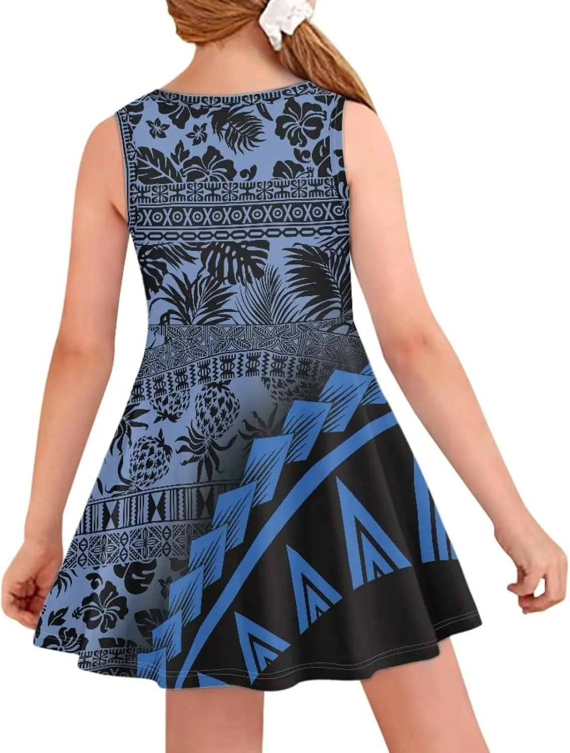 Crew Neck Casual Dress Polynesian Tribal Tapa Totem Girls Dress Boho Beach Casual Midi Dresses Party Dress