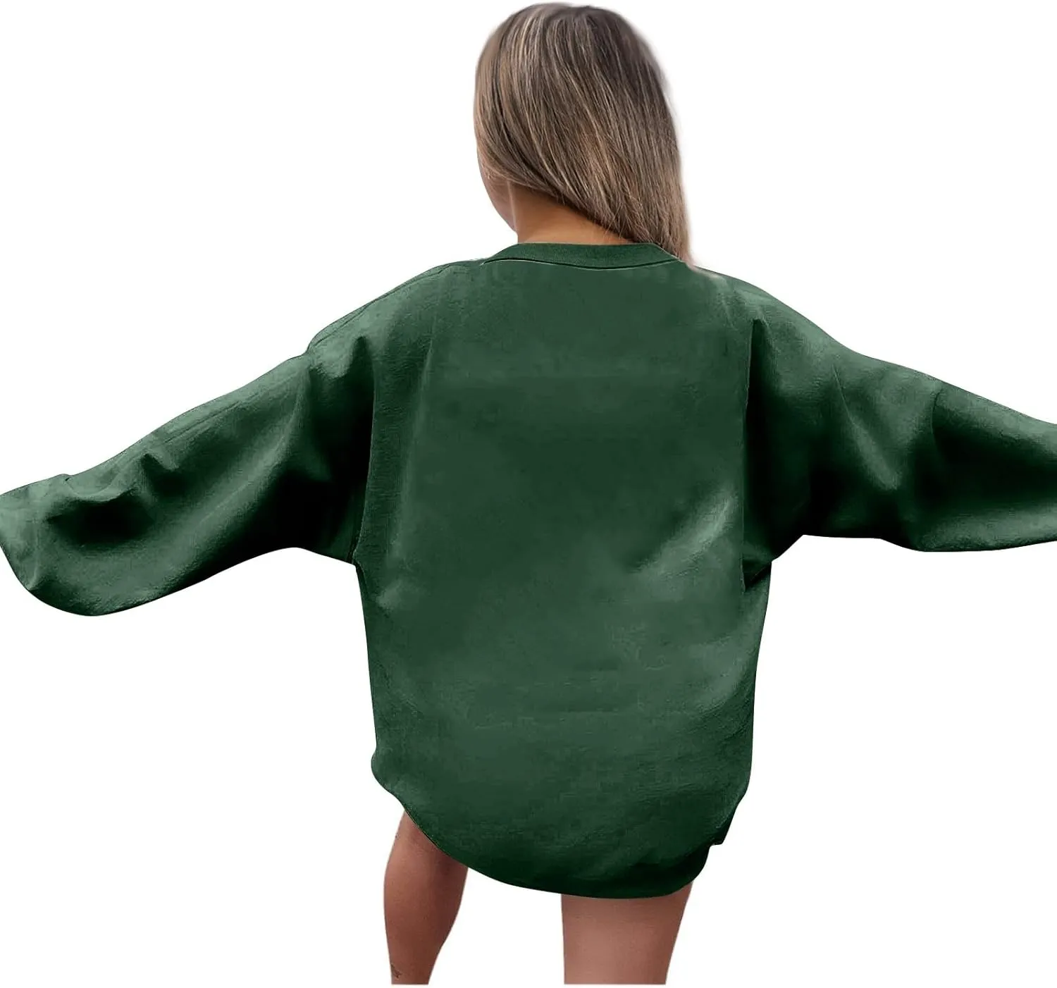 Crewneck Sweatshirts Women Fleece Oversized Hoodie Long Sleeve Shirts Loose Fitting Tops Drop Shoulder Pullover