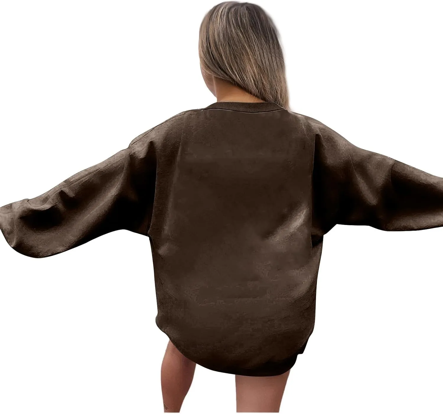 Crewneck Sweatshirts Women Fleece Oversized Hoodie Long Sleeve Shirts Loose Fitting Tops Drop Shoulder Pullover