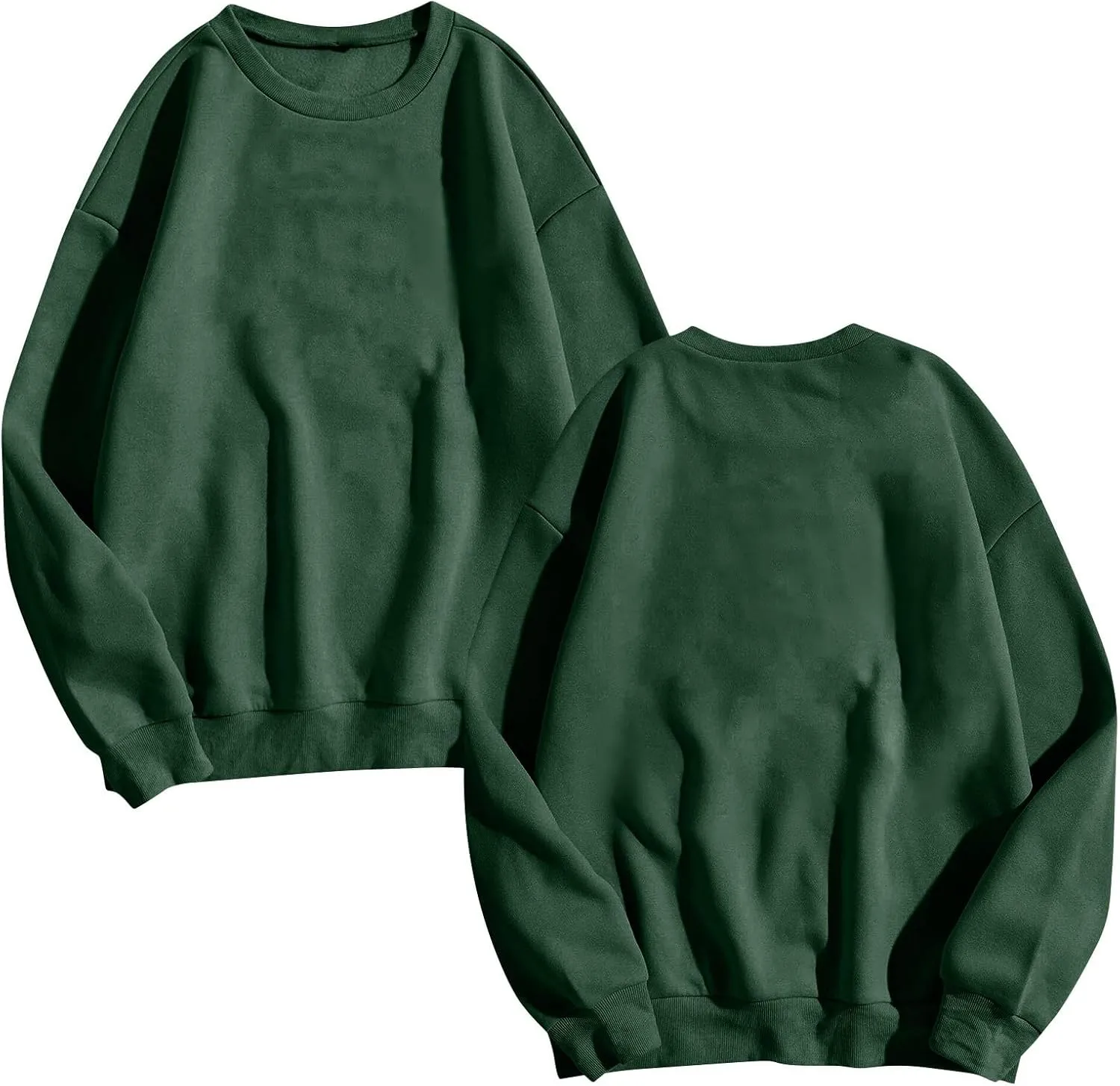 Crewneck Sweatshirts Women Fleece Oversized Hoodie Long Sleeve Shirts Loose Fitting Tops Drop Shoulder Pullover