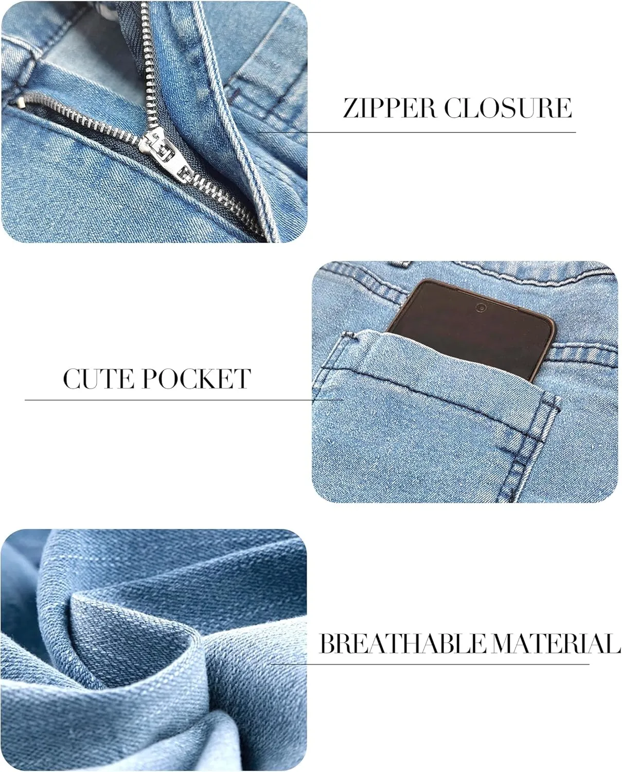 Cropped Jeans for Women Wide Leg High Waisted Denim Pants Trendy