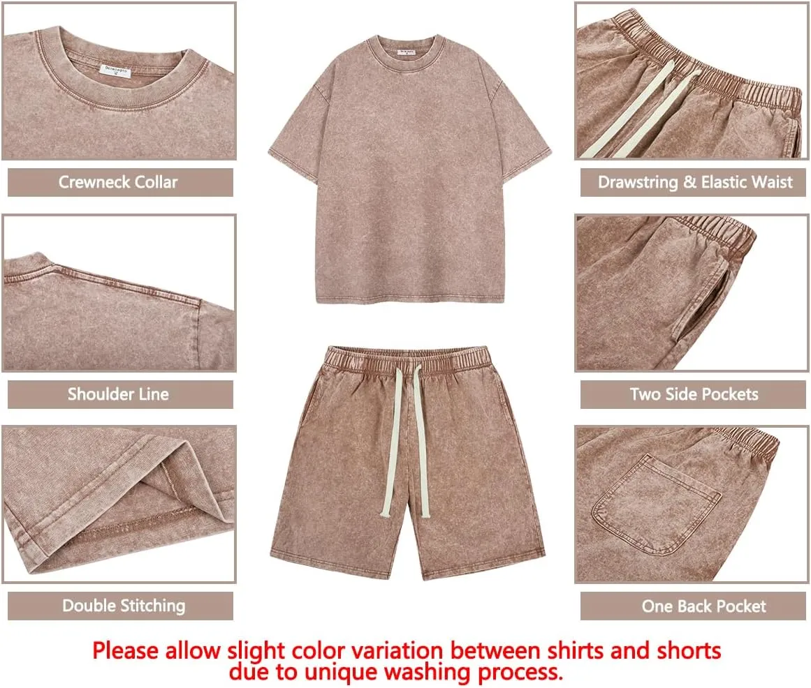 Derminpro Men's Cotton Short Sets 2 Piece Outfits Casual Summer Short Sleeve/Sleeveless Tracksuits