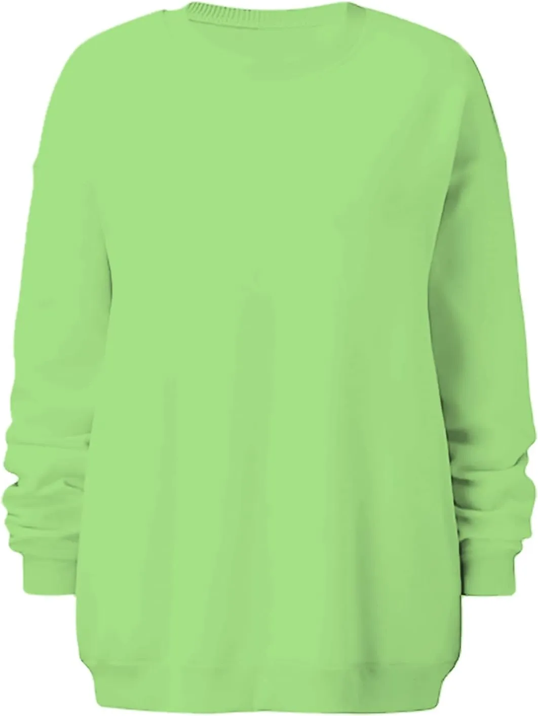 DOLKFU Women Oversized Crewneck Sweatshirts Solid Basic Pullover Sweater Long Sleeve Hoodie Winter Y2K Ouffits Clothes