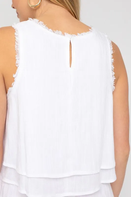 Double ruffle sleeveless top