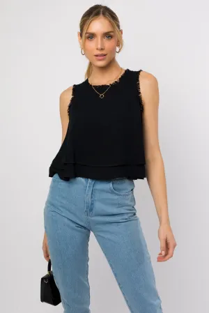 Double ruffle sleeveless top