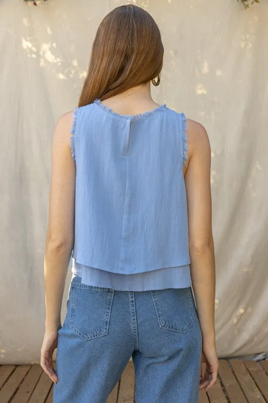 Double ruffle sleeveless top