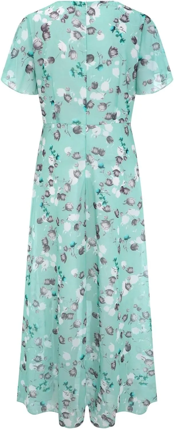 Easter Dresses for Women 2025 Swing Flowy Ruffle Hem Dress Short Sleeve Chiffon Midi Dress Summer Beach Dresses