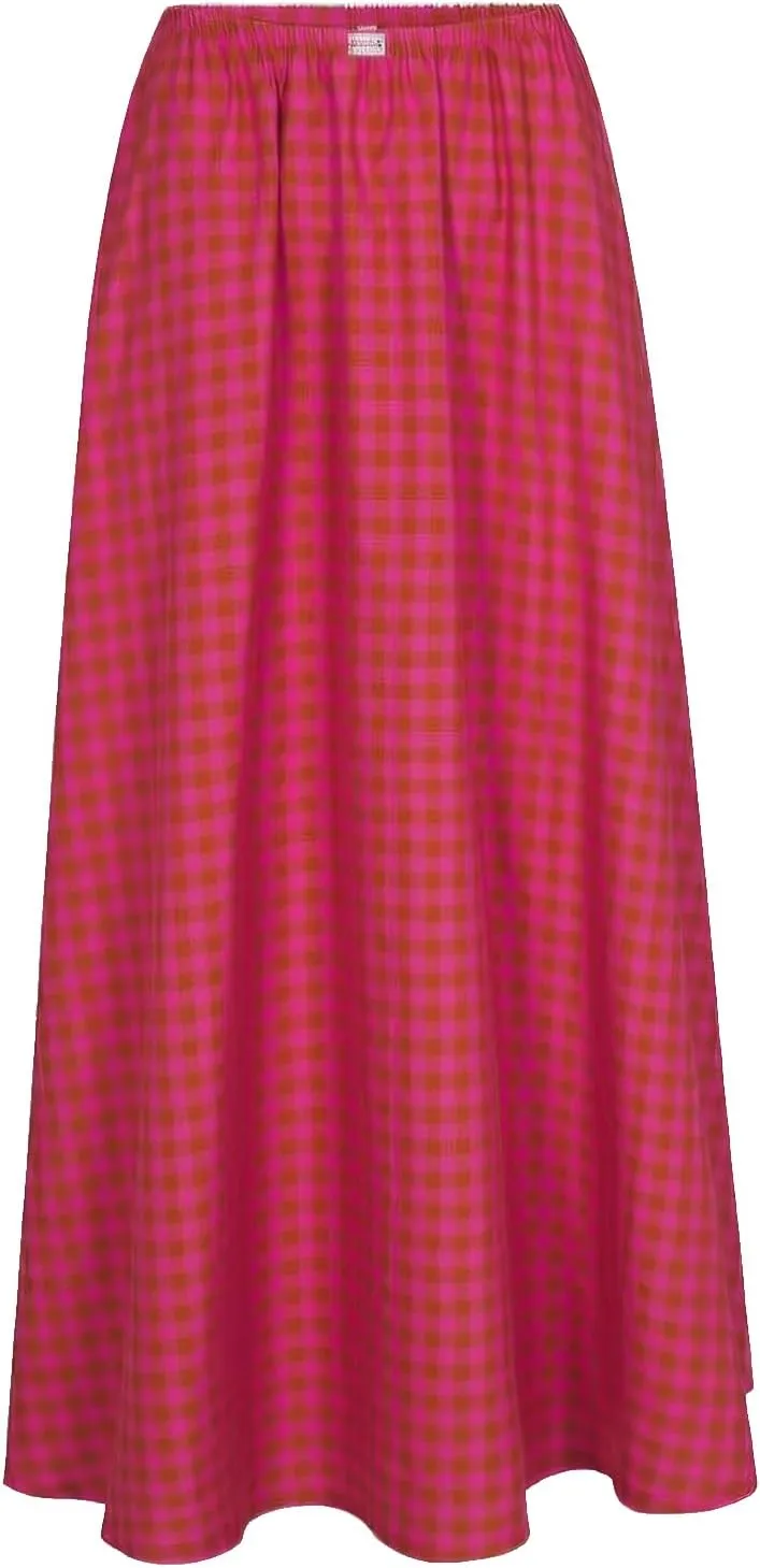 ebossy Women's Retro Plaid Long Skirt Elastic Waist Gingham Flowy Summer A-line Maxi Skirts
