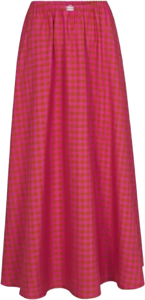 ebossy Women's Retro Plaid Long Skirt Elastic Waist Gingham Flowy Summer A-line Maxi Skirts