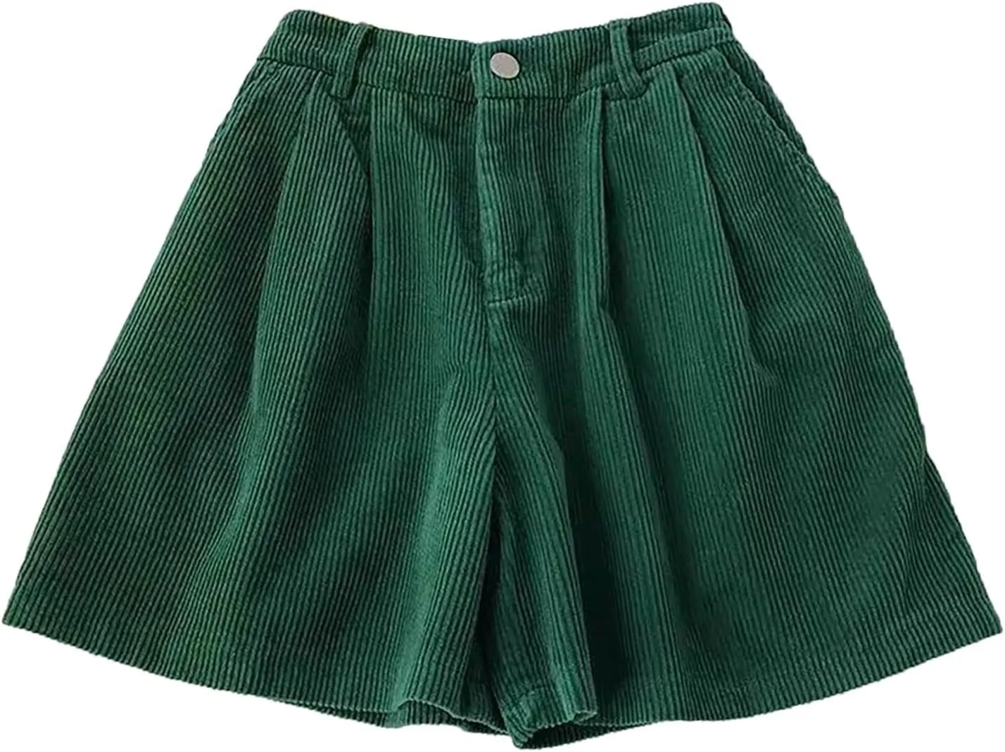 ECKHARDT Shorts for Women Knee Length Corduroy Straight Leg Shorts Ladies Casual High Waist All Corduroy