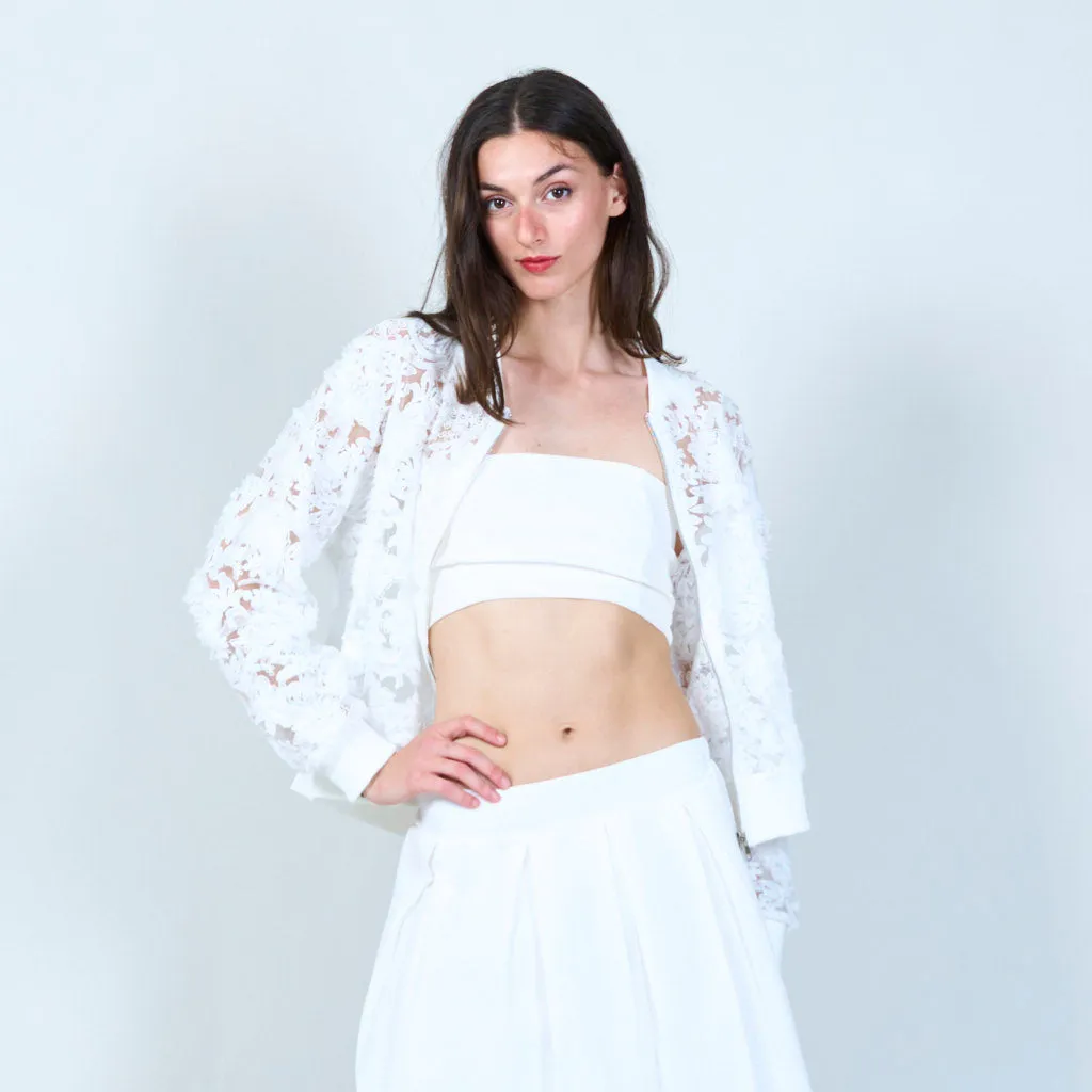 Elegant lace zip-up jacket wholesale