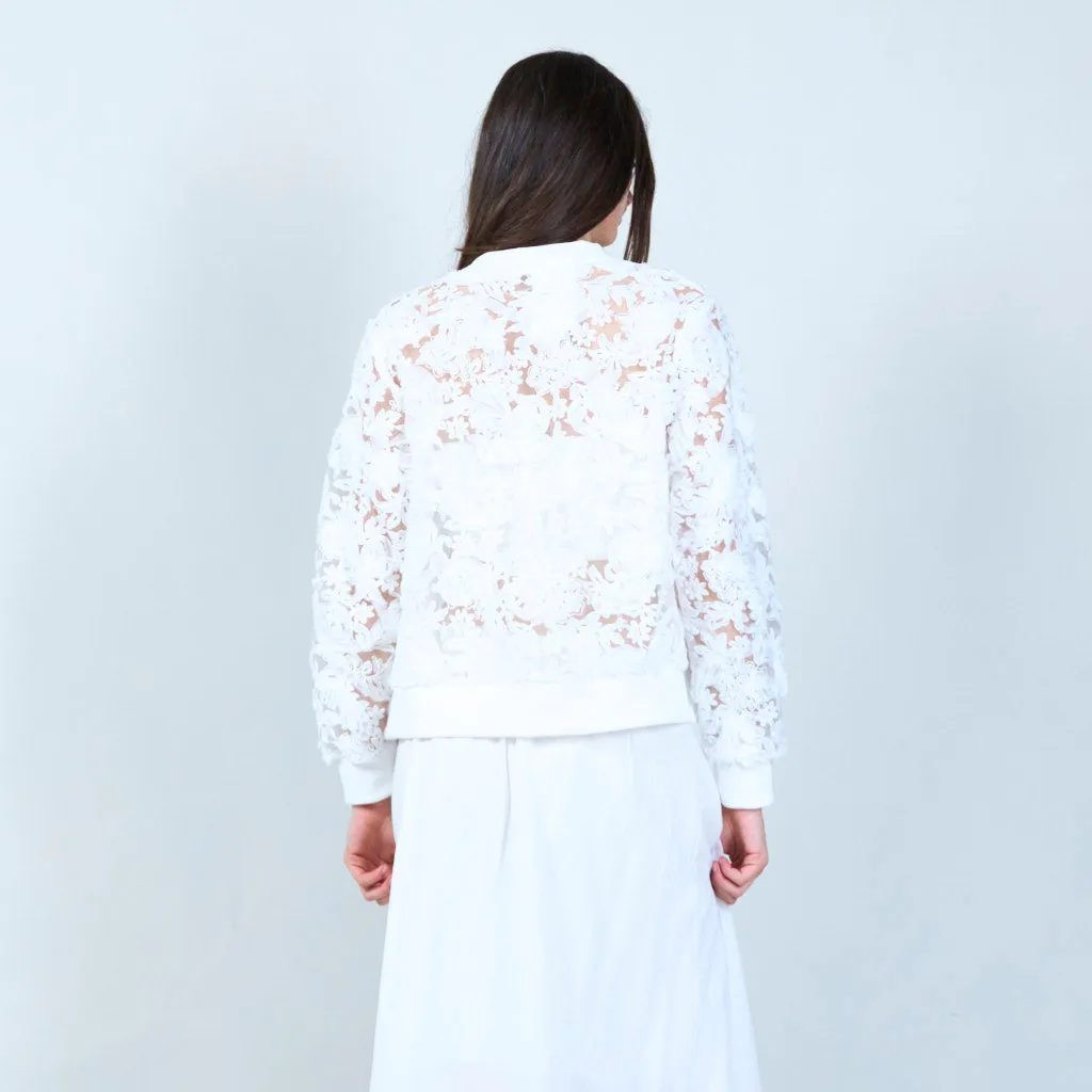 Elegant lace zip-up jacket wholesale