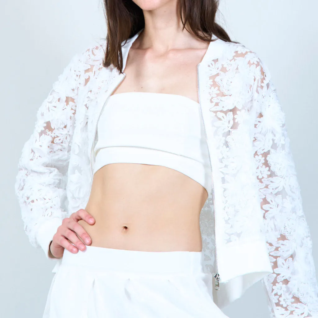 Elegant lace zip-up jacket wholesale