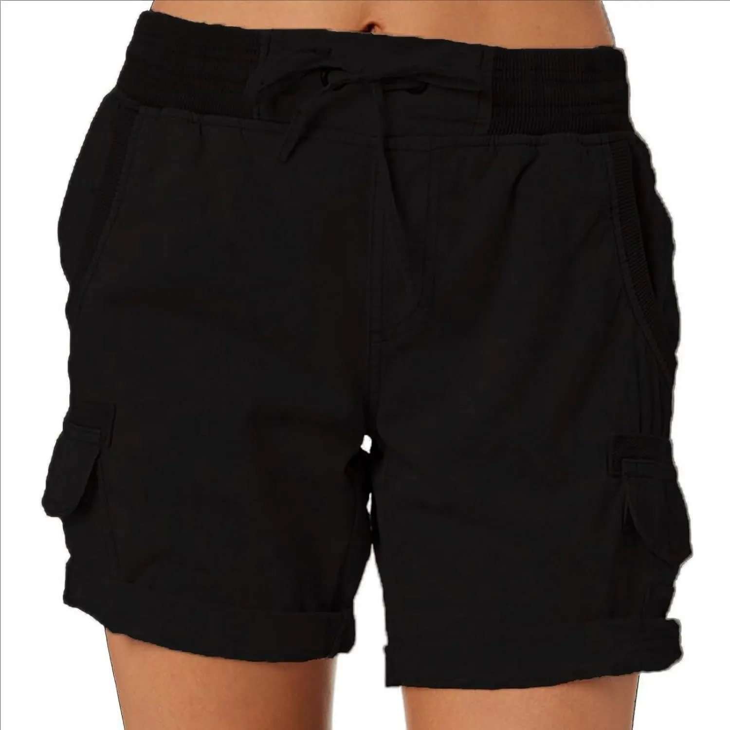 eoeioa Cargo Shorts Women Dressy High Waisted Drawstring Bermuda Shorts Summer Outdoor Relaxed Fit Hiking Shorts with Pockets