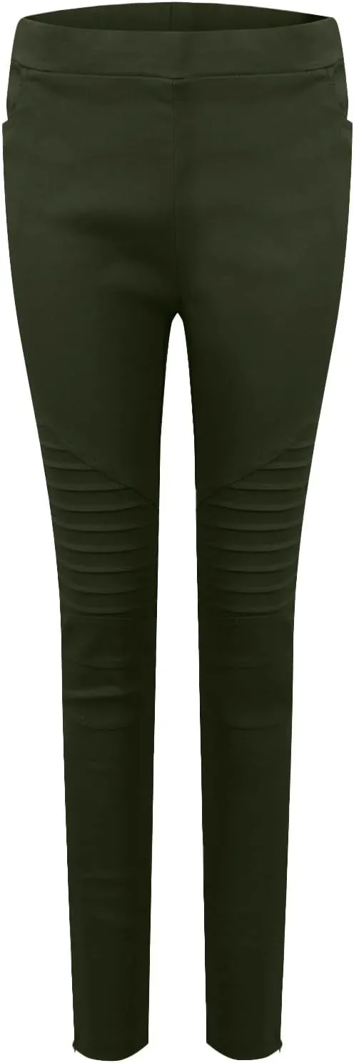eoeioa Plus Size Leggings with Pockets for Women High Waisted Stretch Skinny Zipper Cropped Pencil Pants Stripe Tights Pants