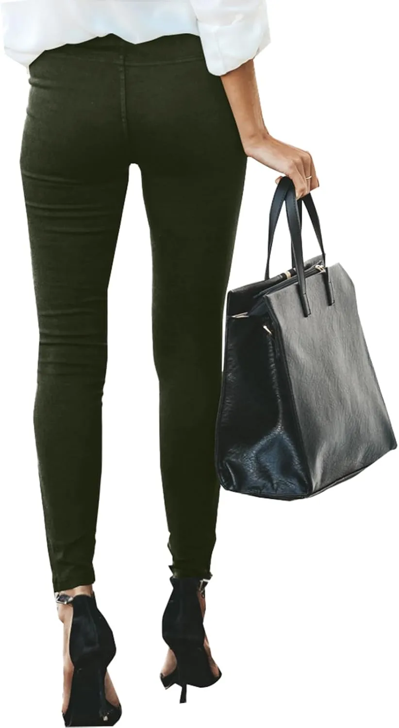 eoeioa Plus Size Leggings with Pockets for Women High Waisted Stretch Skinny Zipper Cropped Pencil Pants Stripe Tights Pants