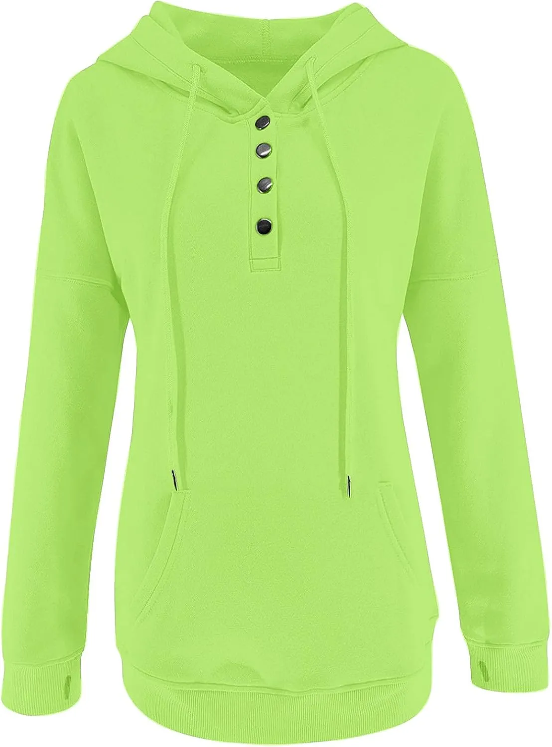 Fall Hoodies for Women Fashion 2023 Button Down Thumb Hole Hooded Sweatshirt Casual Pullover Tops with Kangaroo Pocket