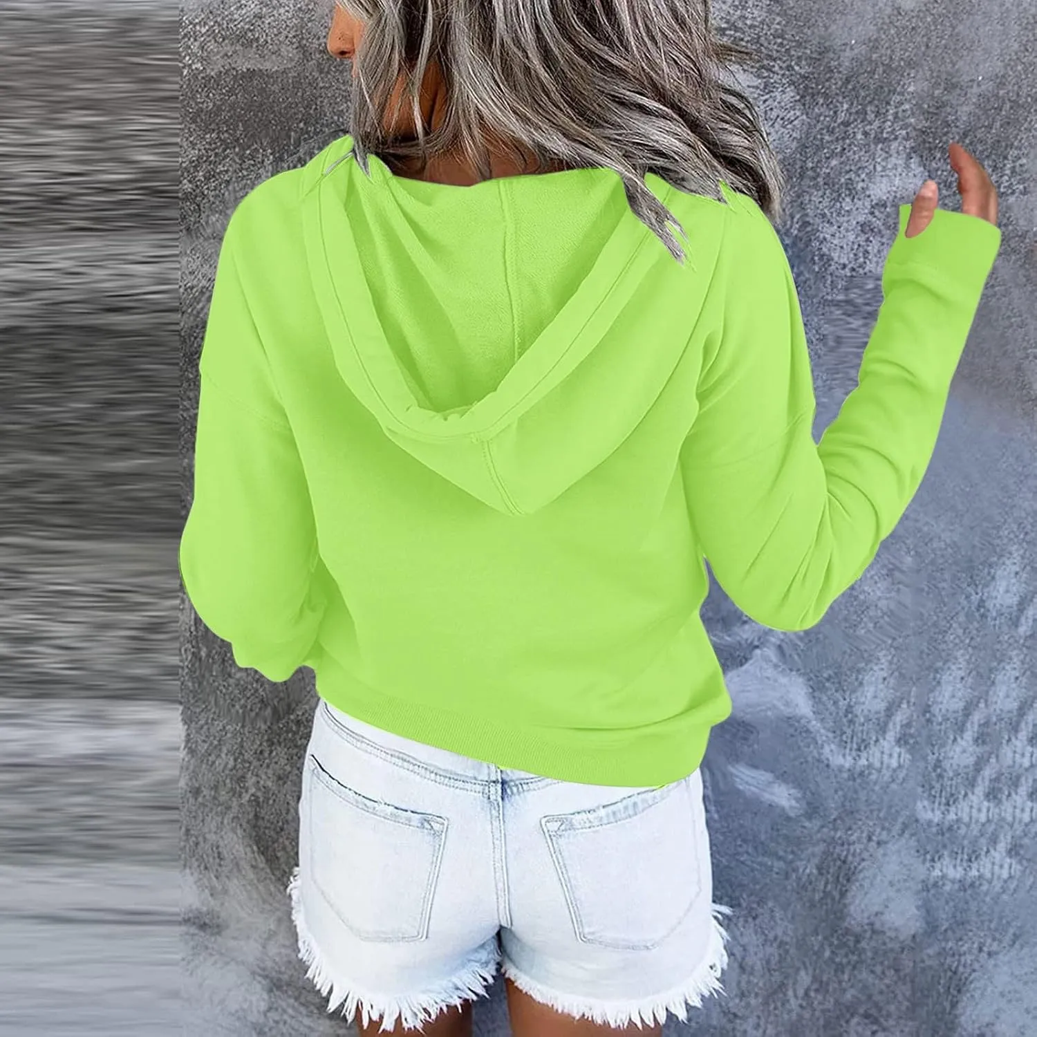 Fall Hoodies for Women Fashion 2023 Button Down Thumb Hole Hooded Sweatshirt Casual Pullover Tops with Kangaroo Pocket